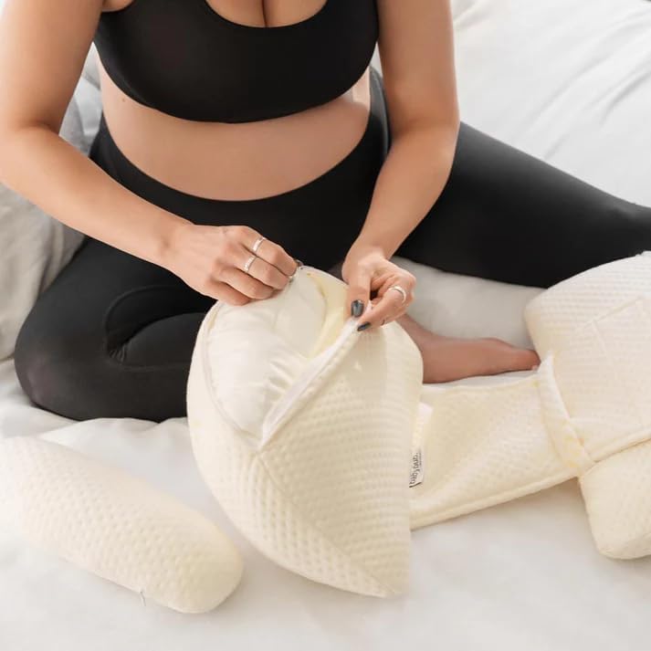 Necxy Multifunctional H-Shaped Pregnancy Pillow, White Color | Maternity Pillow, For Pregnant Women For Belly Stomach & Hip Pain, Body Support Pillow With Washable Cover - Set Of 4