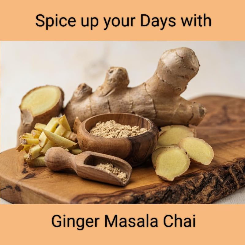 Tea Sense Ginger Masala Chai - Pack Of 4 X 200gm, 7.05 Ounce Each | Assam CTC, Dried Ginger, Black Pepper - Aromatic & Strong Flavor Chai Patti, High Caffeine | Spicy & Healthy Blend