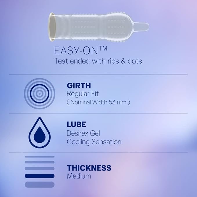 Durex Intense Condoms For Her - 10 Count | Dotted And Ribbed Condom With Desirex Gel