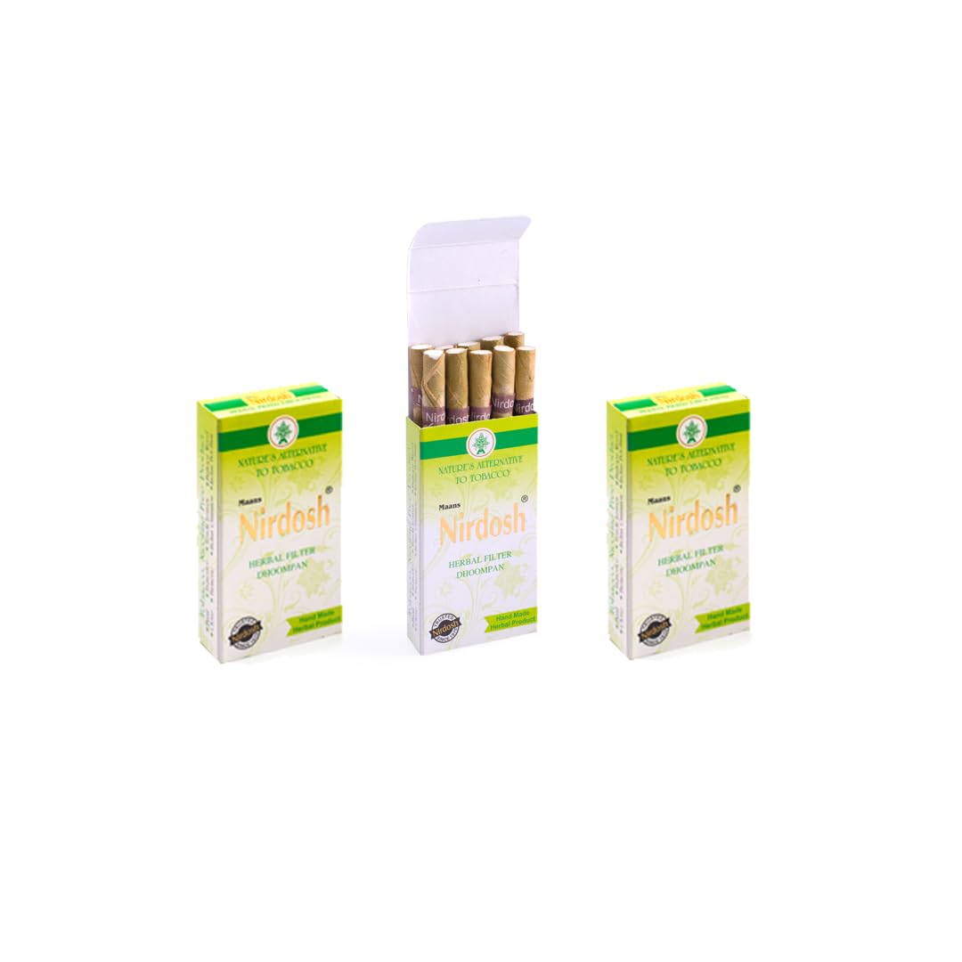 Clove Mint Flavored Herbal Filter Dhoompan Sticks - Pack Of 3X 10 Pcs Herbal Cigarette | Bidi Sticks Rolled In Tendu Leaves, Non-Addictive Sticks - Tobacco Free & Nicotine Free