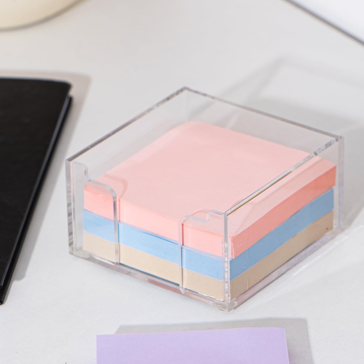 Sticky Note Holder Acrylic Desk Notepad Holder for 3" x 3" Sticky Notes Classroom Office