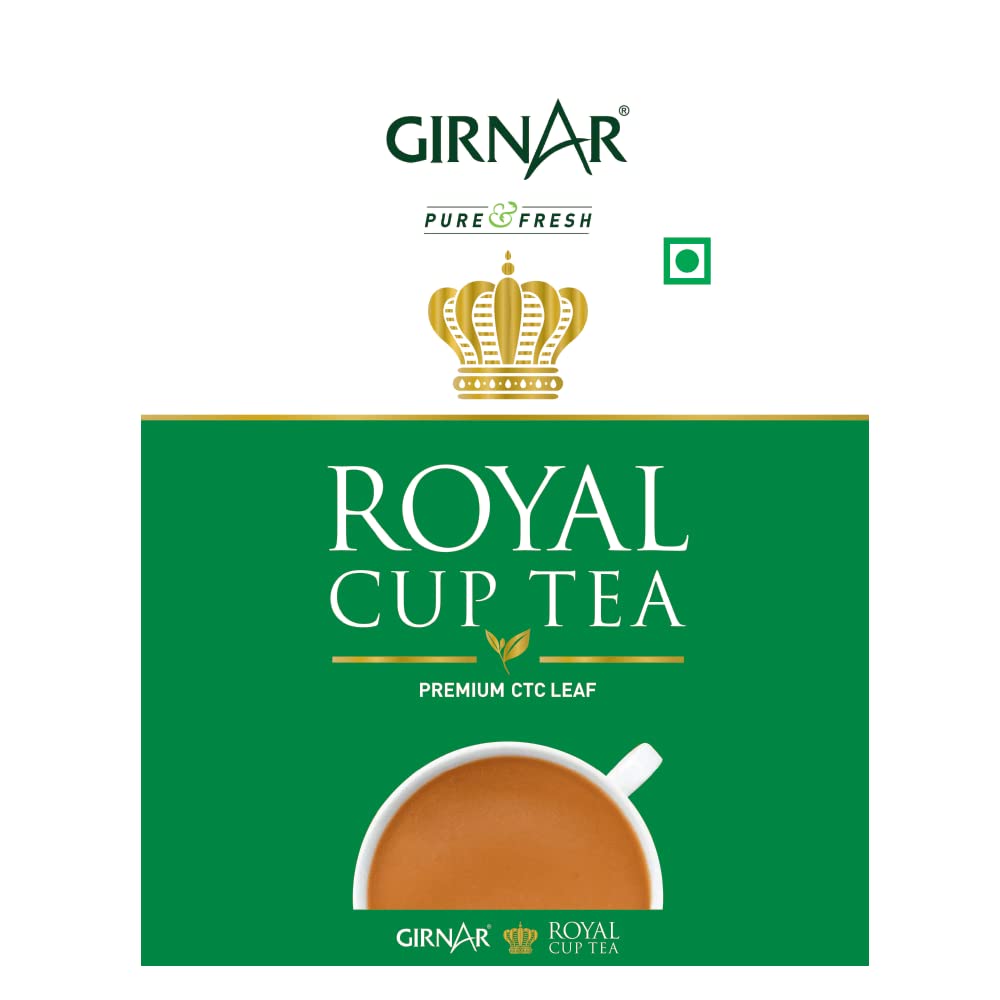 Girnar Pure & Fresh Royal Cup Assam Black Tea - 500gm Pouch, 17.6 Ounce | Premium Assam CTC Leaf - Caffeine Free, Refreshingly Complex Flavour