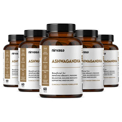 Nirvasa Ashwagandha Tablets For Men & Women 500mg With Natural Ashwagandha Extract For Immunity, General Wellness & Improves Muscles Strength | 60 Tablets 100gm 0.2lbs Each Pack Of 5