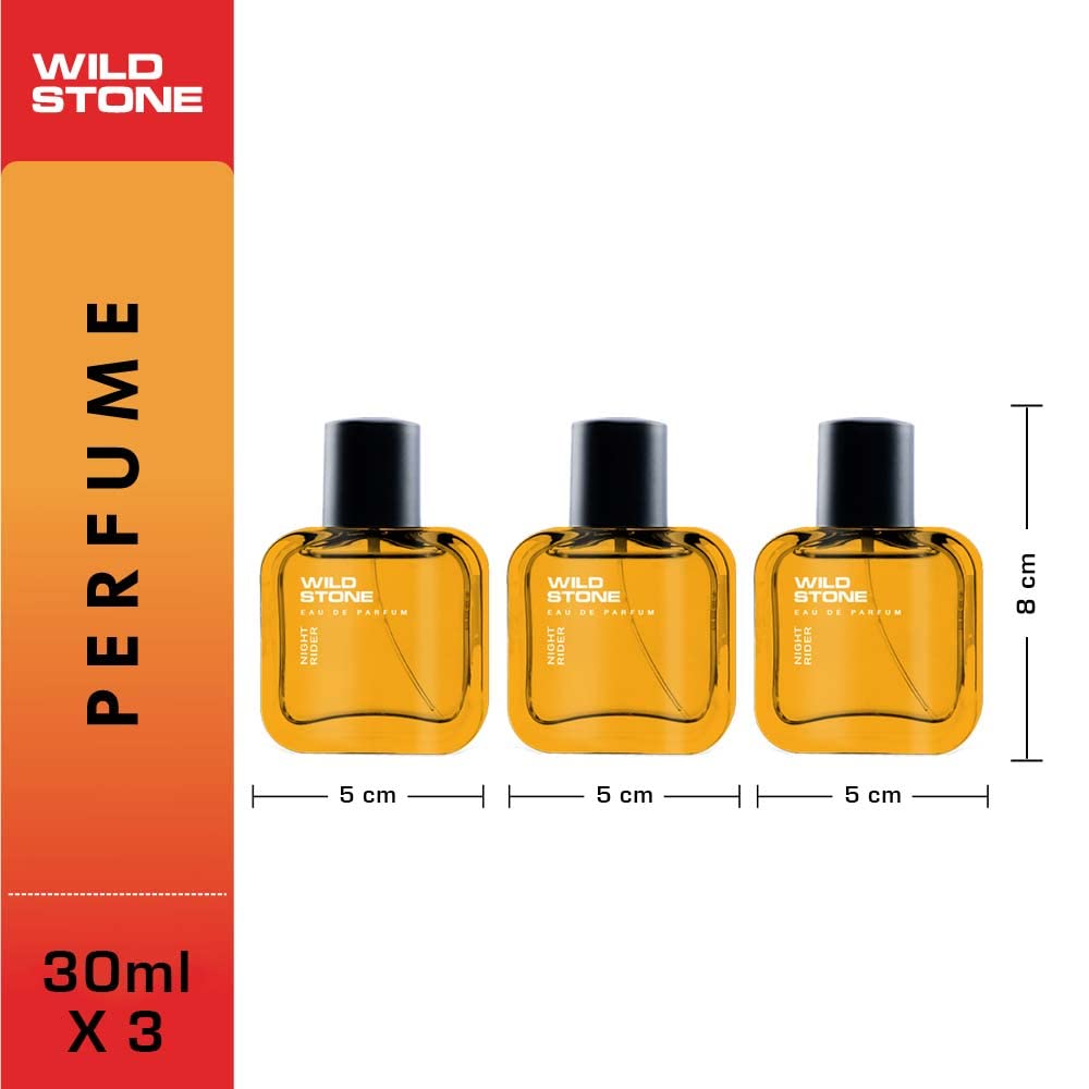 Wild Stone Night Rider Eau De Perfume Pack Of 3 For Men 90ml 3.0 Fl.oz. | Long Lasting Fragrance