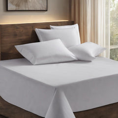Single Bedsheets Elastic Fitted With 2 Pillow Cover - 78 X 36 Inches, White | Breathable & Durable, Soft Touch & Perfect For All Season