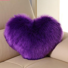 Luxury Soft Fur Love Heart Shape Cushion Pillow, For Valentine's Day, Purple | For Couple, Sofa, Car, Decoration, Furniture Cushion, Washable, Super Soft Pillow, Decoration Purpose