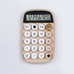 Fycan Mechanical Pushbutton Calculator With Large LCD Display Anti-slip Design Colorful 10 Digit Reliable Calculator For Office School Home Business (Khakhi)
