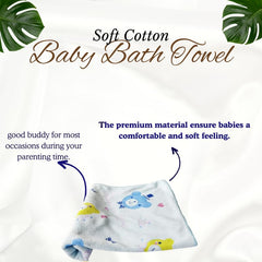 Teddyify Soft Cotton Baby Bath Towel 250 Gsm | Infants, New Born Babies Towel High Absorbent, Soft Cotton Premium Washcloth (Blue)