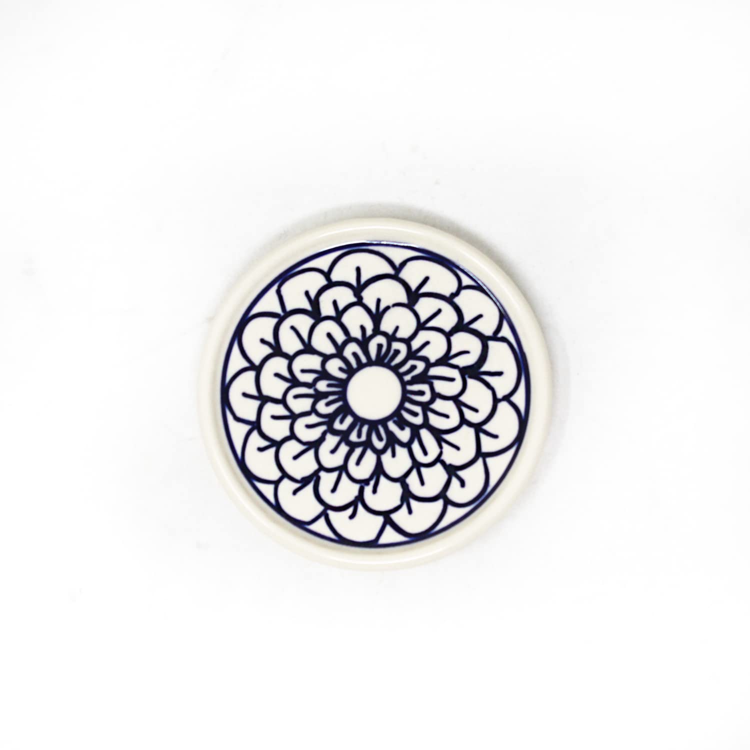 Mermaid Tales Hand Painted Ceramic Coasters For Coffee, Table - Set Of 6, 10cm | Off White Ceramic Coasters