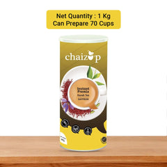 Chaizup Premium 1 Min Instant Saffron Tea Premix - 1 Kg Can, 35.2 Ounce | Instant Kesar Chai Powder - Just Add Hot Water | Low Caffeine