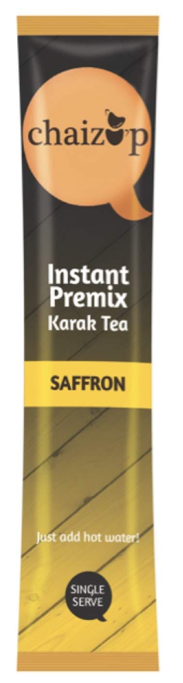 Chaizup Premium 1 Min Instant Saffron Tea Premix - Pack Of 3 X 140gm, 4.9 Ounce Each, 30 Sachets | Instant Kesar Chai Powder - Just Add Hot Water | Low Caffeine