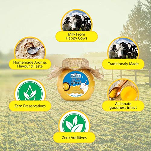 Organic A2 Cow Desi Ghee By Dr Harry | Rich In Calcium & Iron Healthy Nutrients Pure Desi Cow Ghee Reduces Joint Pain | (1 Litre) 33.8 Ounce | Jar Pack