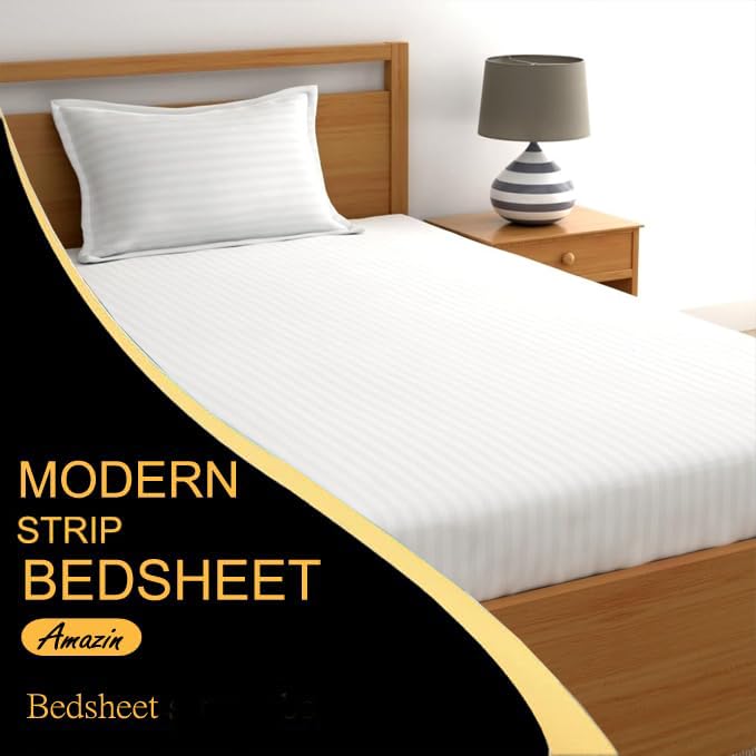 Glace Cotton 1 Single Bedsheet With 1 Pillow Cover - 60 X 90 Inches, White | Comfort Fabric Bedsheet Home, Hotel & Guest House
