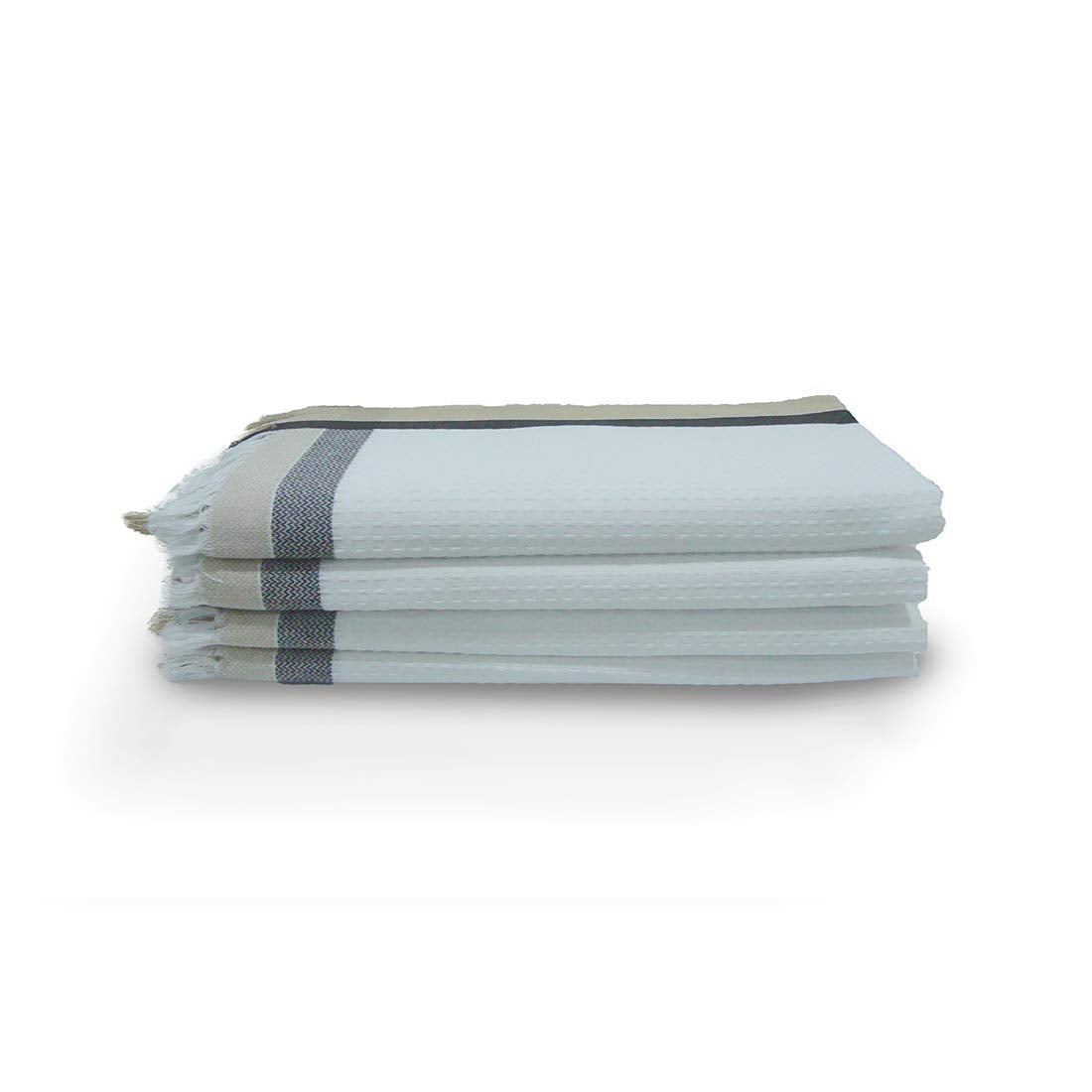 Athom Living Light Weight Cotton Premium Waffle Border Bath Towel | Pack Of 4 Multi8
