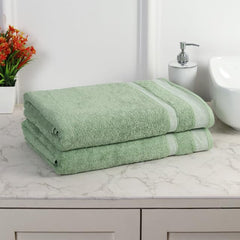Mafatlal Premium Cotton Bath Towel 1100 Gsm | Quick Dry, Durable Long Size Towel- Pack Of 2 (Green)
