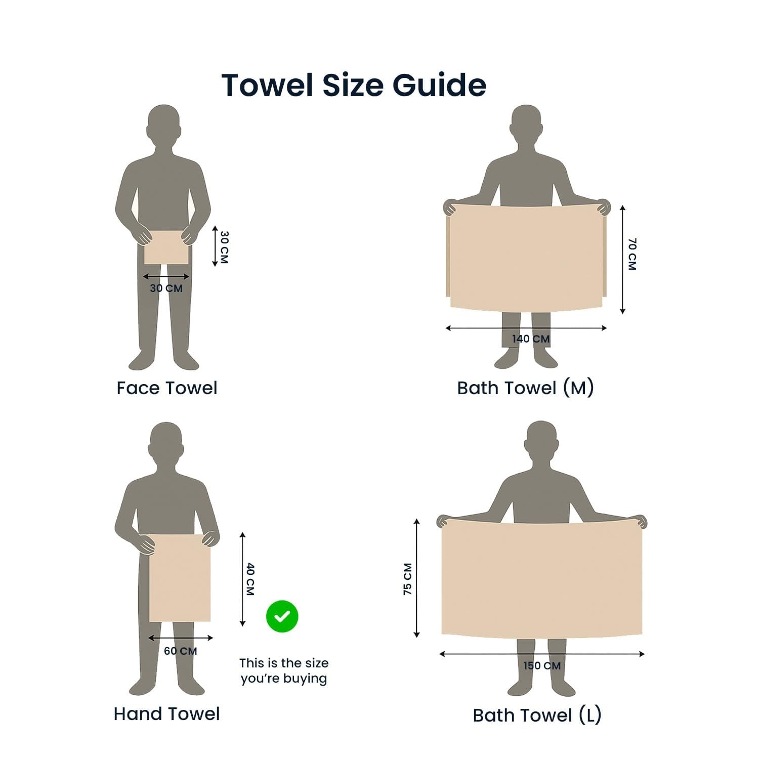 Premium 100% Combed Cotton Hand Towels 400 Gsm | Ultra Soft, Quick Dry & Highly Absorbent, For Home, Gym & Travel Hand Towel (Beige) - Pack Of 2