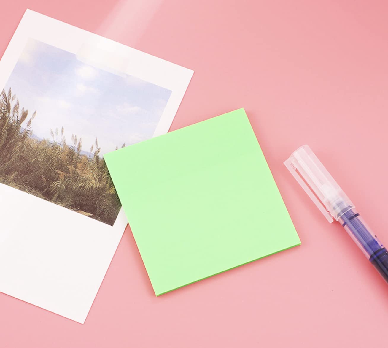 Sticky Notes Pastel Sticky Note Clear Self - Sticky Annotation, Waterproof | Pack Of 2, Green