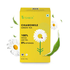 Teabox Premium Chamomile Green Tea - 100gm, 3.5 Ounce | 100% Whole Leaf Green Tea From The Himalayas - Low Caffeine, 0% Bitterness
