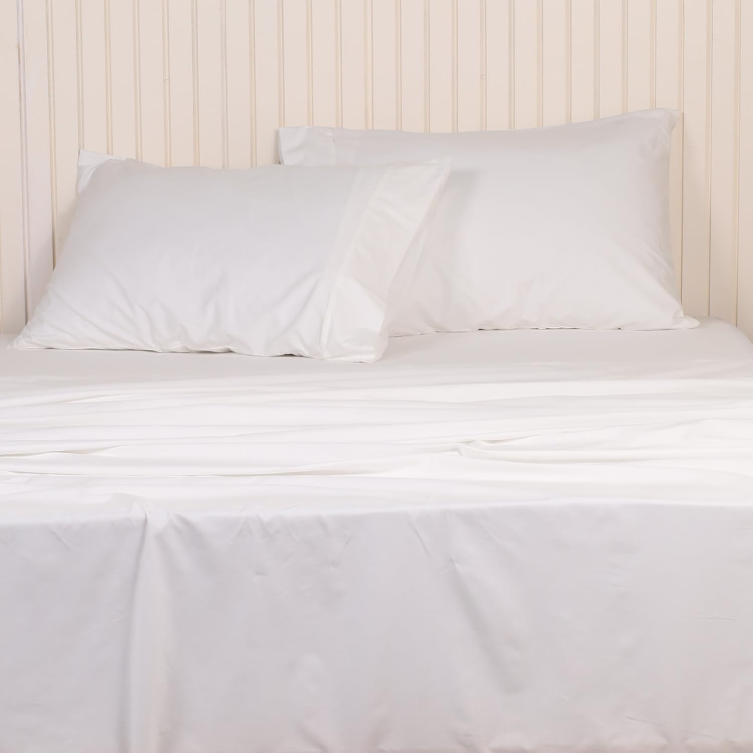 Flat Bedsheet For Super King Size Bedding With 2 Pillow Cover For Bedroom - 108 X 120 Inches, White | Ideal For Hotel, House, Guest House