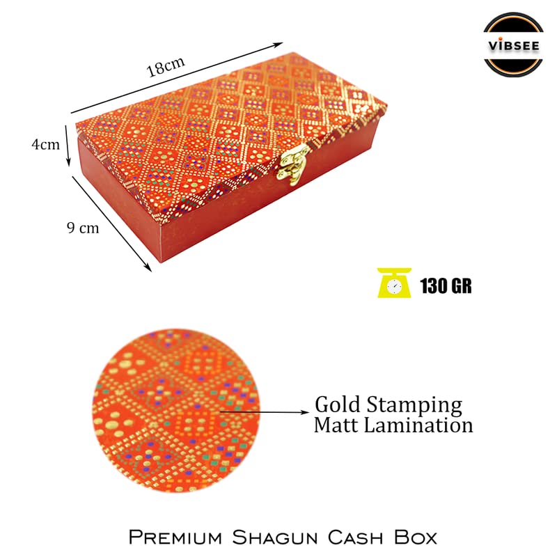 Designer Wodden Fancy Shagun Gift Boxes For Wedding, Shagun Cash Box Or Money Box With Mgi Printing For Wedding, Engagement, Holi, Diwali, Baby Showers, Colour - Red