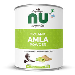 Nu Organics Certified Organic Organic Amla Powder Herbal Supplement, 100% Pure & Natural, Antioxidant - Rich For Hair & Skin, Immune Support | 125gm 0.2lbs