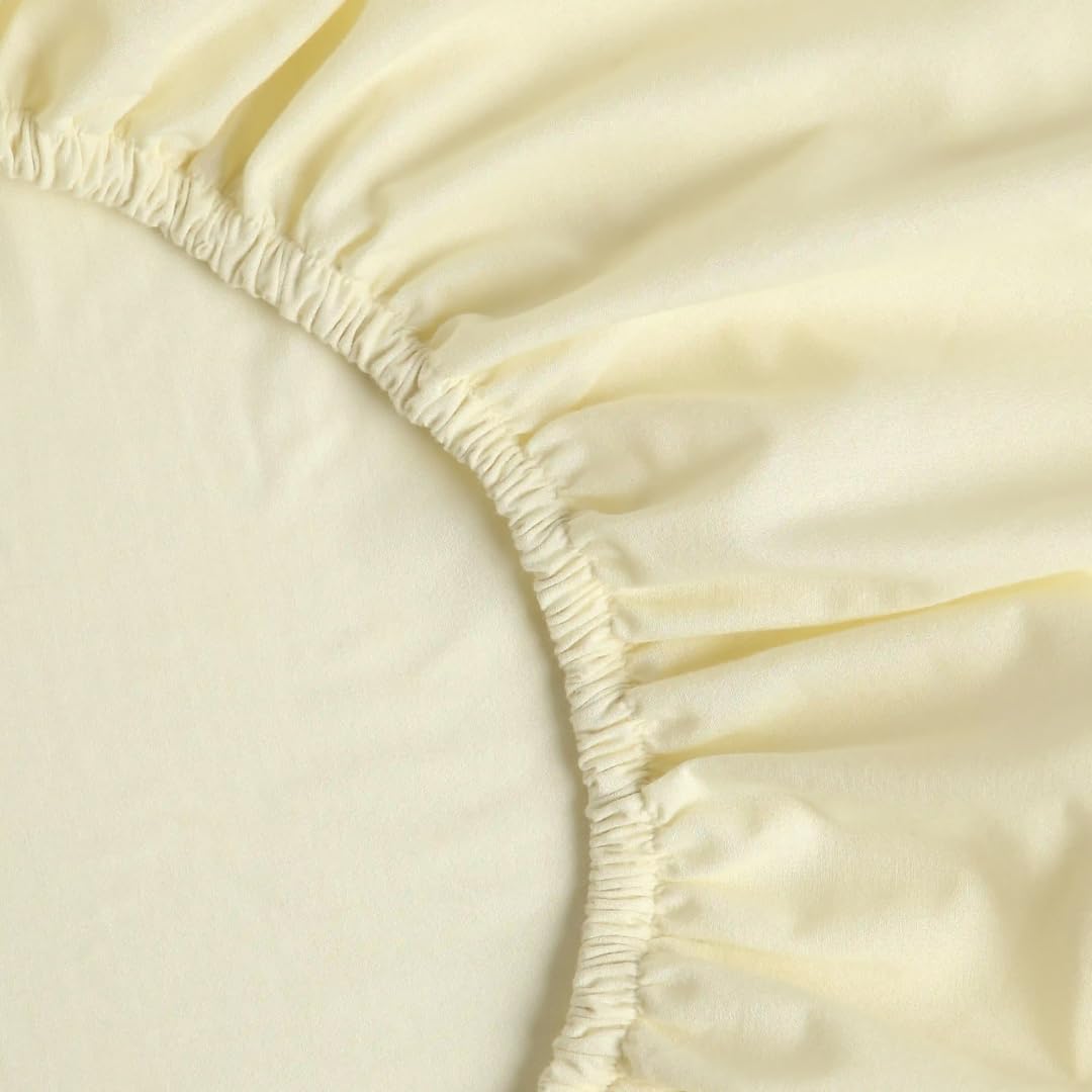 Queen Size Bedsheet For Double Bed With 2 Pillow Cover - 60 X 78 Inches, Ivory | 100% Cotton, Soft & Breathable - Bedsheet Collection