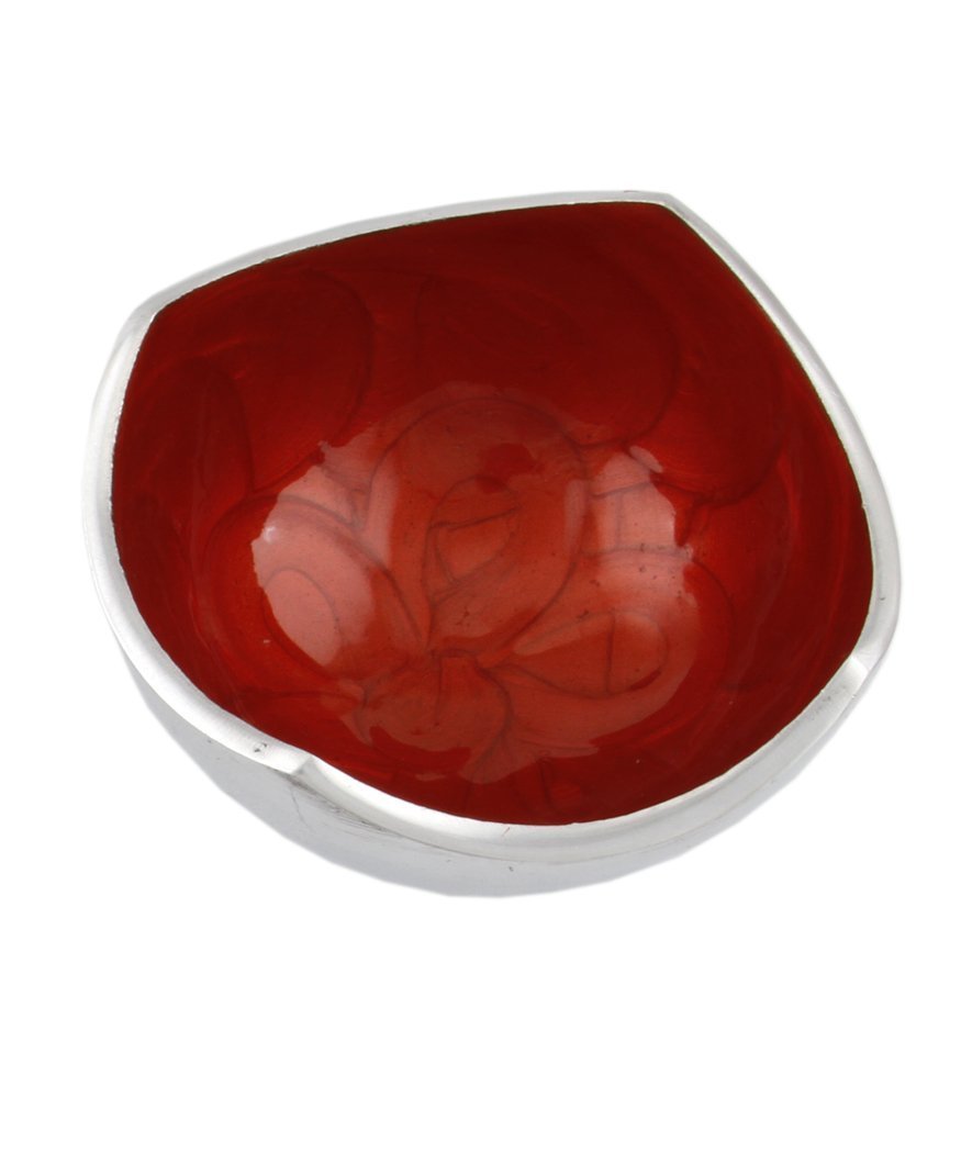 Handcrafted Aluminium Stylish Red Serving Bowl - 300ml, Height - 6 Cm, 290 Gm | Decorative Bowl - Dry Fruit Serve Ware