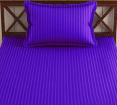 Elastic Fitted Cotton Single Bedsheet With One Matching Pillow Covers - 36 X 75 Inches, Dark Purple | Soft Touch, Comfortable & Breathable