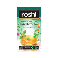 Roshi Moroccan Mint & Tulsi Detox Green Tea + Lemongrass Cinnamon Simply Slim Green Tea Combo - Pack Of 2 X 25 Tea Bags | 100% Natural Ingredients - Enhances Metabolism & Fitness