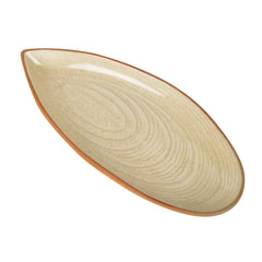 Luxurious Boat Shaped Ceramic Platter With Spiral Design - Ivory, 11 Inches | Starter Serving Tray - Kebab Platter