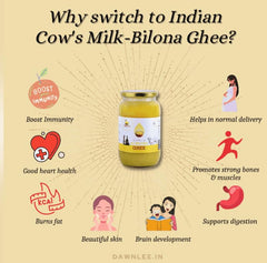 Natural Premium A2 Bilona Indian Cow Ghee By Dawn Lee | High In Fiber Healthy & Nutritious Handmade A2 Bilona Ghee Good For Eyes | (250ml) 8.4 Ounce | Jar Pack