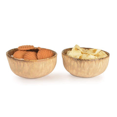 Handmoulded Studio Pottery Snack Bowls In Brown - Set Of 2, 400ml Each | Decorative Bowls For Kitchen