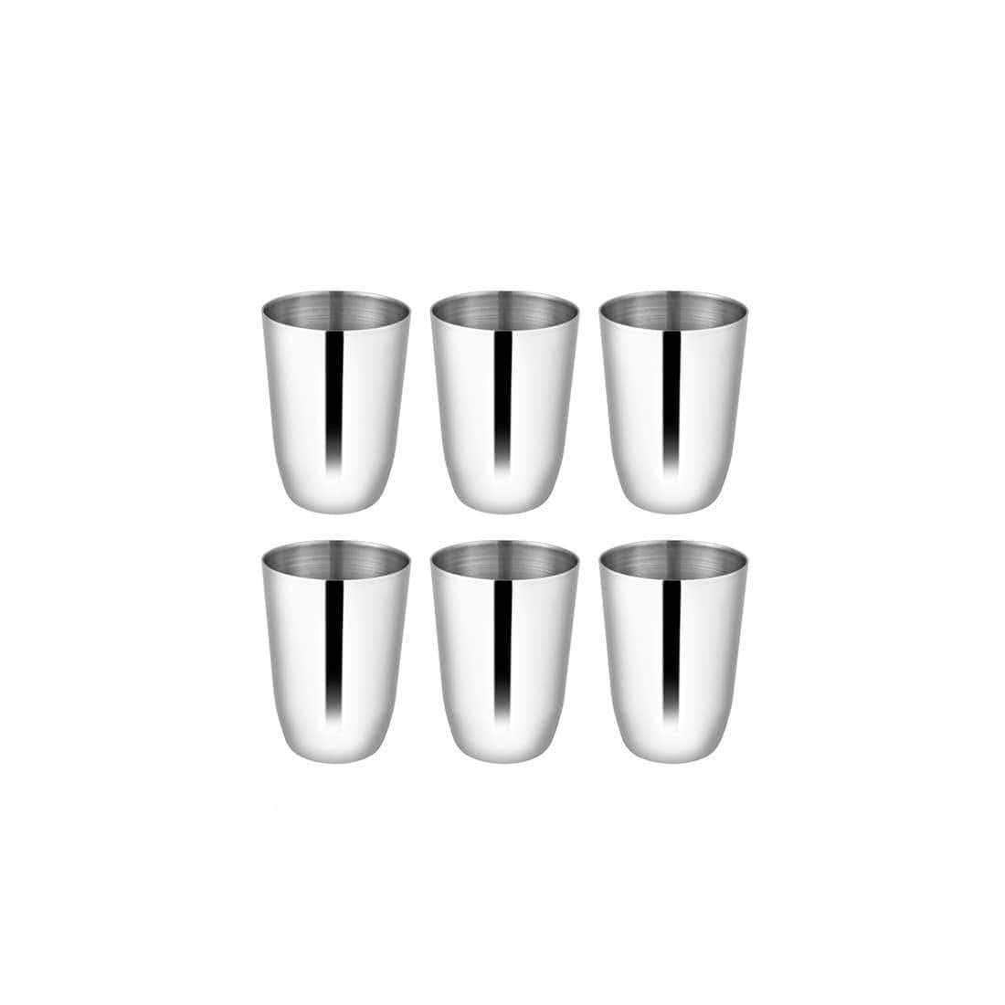 High Grade Stainless Steel Majestic Glass 6 Pcs, Silver | Easy To Clean & Dishwasher Safe