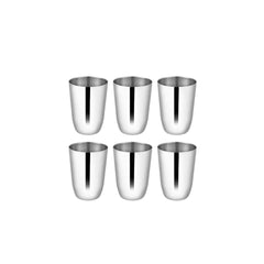 High Grade Stainless Steel Majestic Glass 6 Pcs, Silver | Easy To Clean & Dishwasher Safe