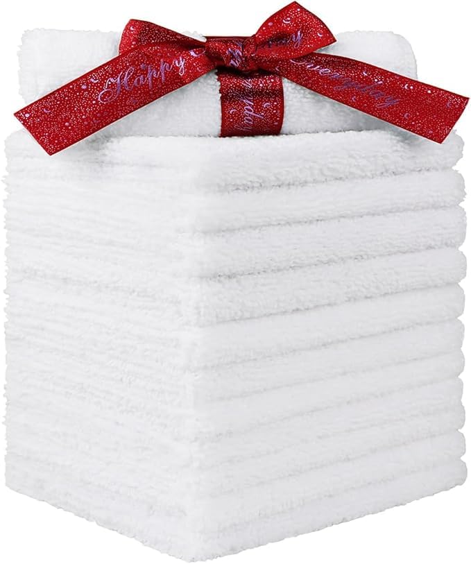 Jenny Denial 100% Cotton Soft Face Towel 1300 Gsm | Super Absorvent & Quick Dry - Pack Of 10 Pcs (White)