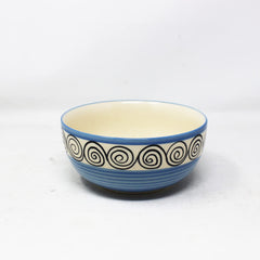 Blue Swirl Ceramic Serving Bowl Set Of 2 Pieces, 800ml Each | Hand Painted Large Dining Serving Bowls For Serving - Microwave Safe & Dishwasher Safe