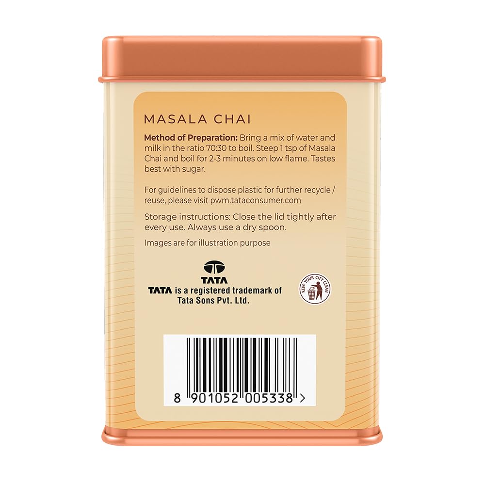 1868 By Tata Tea Masala Chai - 100gm, 3.5 Ounce | An Aromatic, Spicy & Full Of Flavor Premium Black Tea - Assam Masala Black Tea With Spices