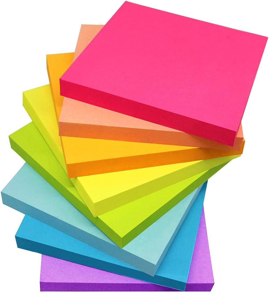 Colorful Sticky Note Pads - 500 Pcs | 5 Pads X 100 Sheets - Suitable For Reading, Study, School
