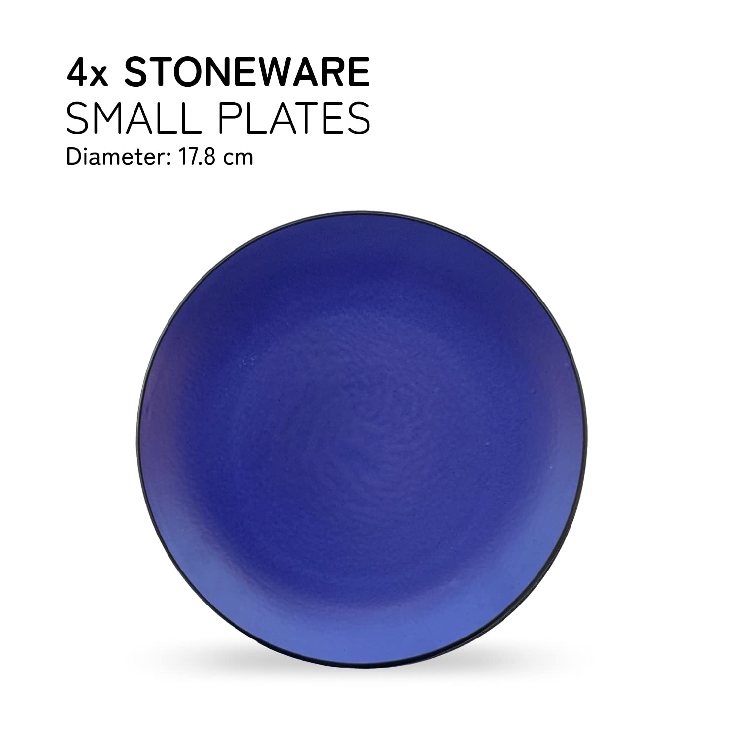 Ceramic Handcrafted Serving Small Plates Set Of 4 - 7.4 Inch, Cobalt-Blue | Hand Painted, Stoneware - Dinnerware | Scratch Resistant, Microwave & Dishwasher Safe