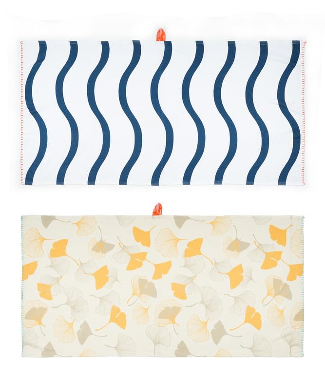 Doctor Towels Bamboo Bath Towels 460 Gsm | Super Soft & High Absorbency Towel, Light Weight, & Quick Dry Bath Towel Large Size - Twlight Wave, Gingko Garden (Pack Of 2)