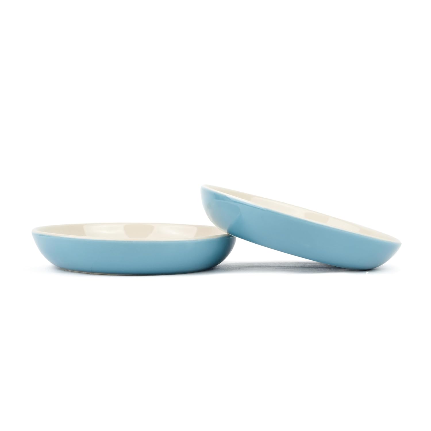 Ceramic Pasta Bowl Set Of 2 Pcs, 22cm - Blue Outside, 300ml Each | Stoneware Ceramic Serving Bowls With Glossy Finish | Pasta Plate - Deep Plate | Ceramic Bowl - Pasta Serving Plate