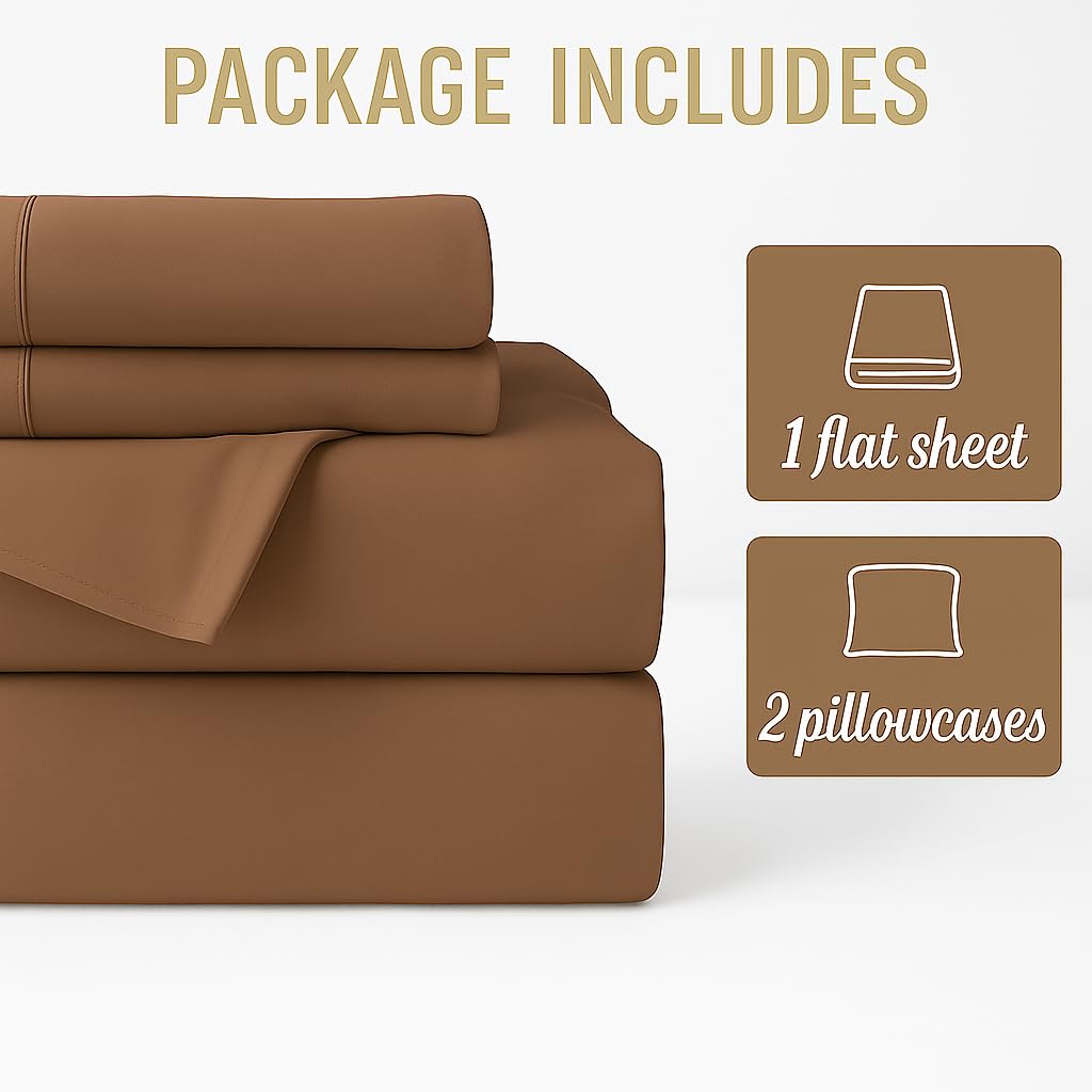 King Size Bedsheet With 2 Pillow Covers - 108 X 108 Inches, Chocolate | Wrinkle & Fade Resistant Bedding | Perfect For Homes, Hotels, Villas, Resorts & Guest Houses