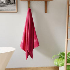 Welspun Alpha Cotton Large Bath Towel Soft & Absorbent 500 Gsm (Dobby - Bright Strawberry)