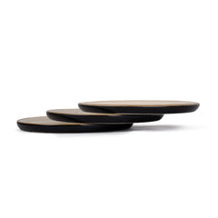 Ceramic Dinner Set Of 12 Pcs, Black Ivory | Crockery Set For Dining Table - Dining Sets Crockery Items | Glossy Finish Premium Stoneware | 6 Dinner Plates + 6 Veg Small Bowls, 180ml Each