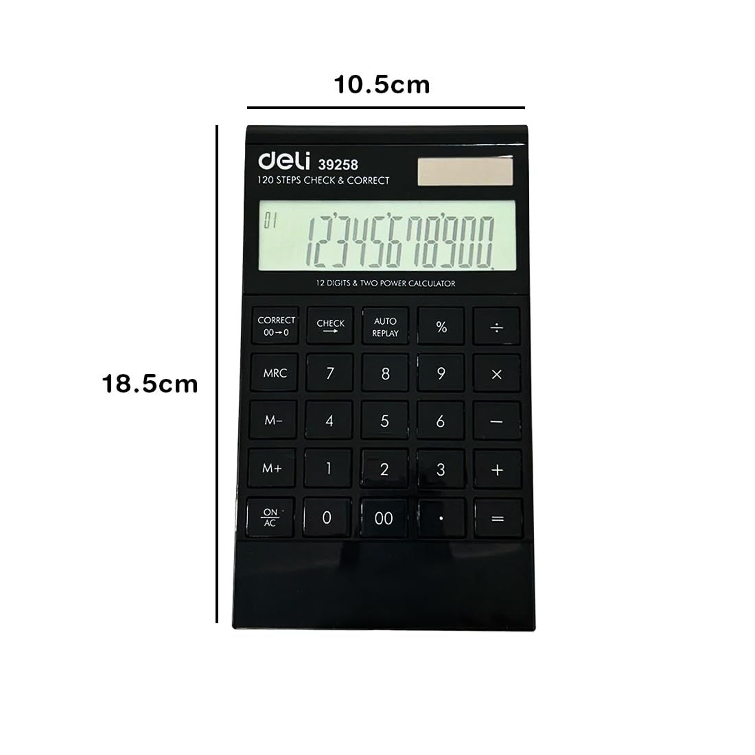 Deli W39258 Financial Calculator Big Size With 12 Digits Steps Check And 3 Years Warranty - Black | Perfect For Continuous Office, Classroom, Or Home Use