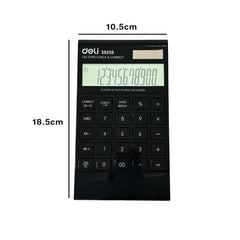Deli W39258 Financial Calculator Big Size With 12 Digits Steps Check And 3 Years Warranty - Black | Perfect For Continuous Office, Classroom, Or Home Use