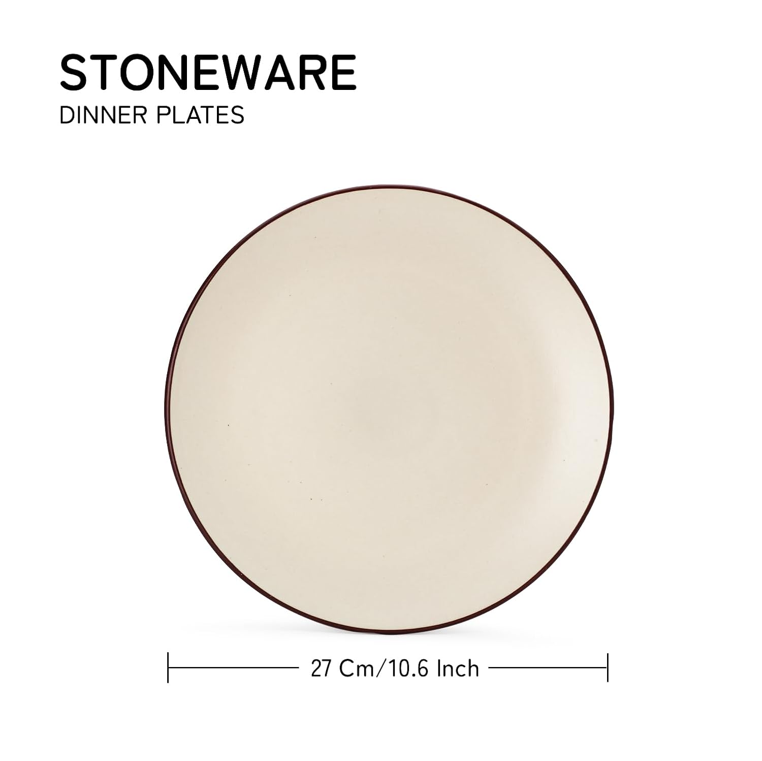 Ceramic Serving Dinner Plates Set Of 4 - 10.6 Inch, Off White | Scratch Resistant, Microwave Safe & Dishwasher Safe - Handcrafted Dinner Plates, Full Plate Set Crockery For Dining & Gifting