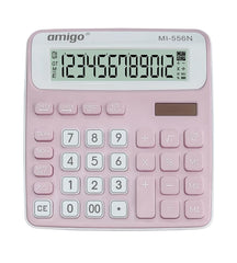 Amigo MI-556N Desktop Calculator, Pink | Large 12-Digit LCD Display For Easy Readability - Operations, Memory Functions, Tax Calculations, And Square Root Calculations