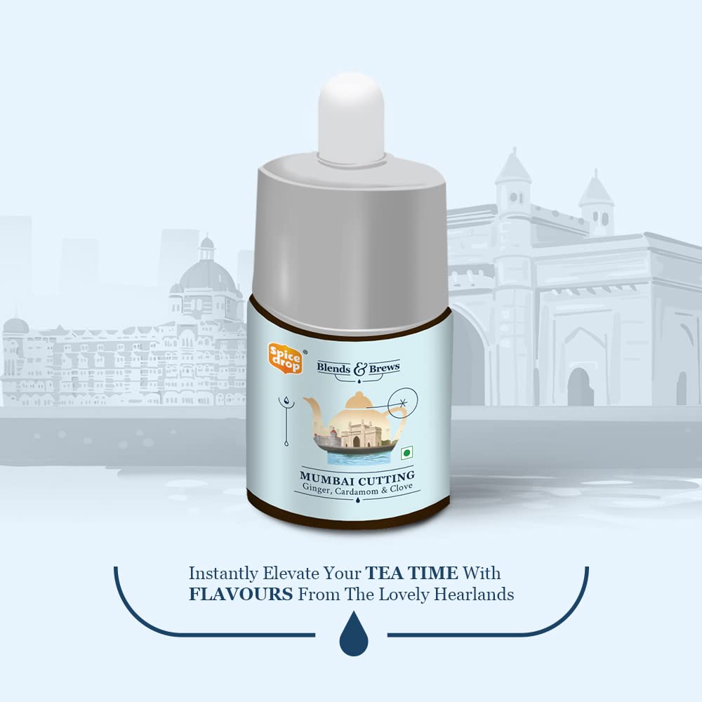 Spice Drop Mumbai Cutting Tea Spice Blend - 180 Cups, 5ml, 0.1 Fl.Oz. | Contains Cardamom, Ginger & Clove - Chai Masala Drops | GMO Free, No Preservatives, Gluten Friendly, Keto Friendly