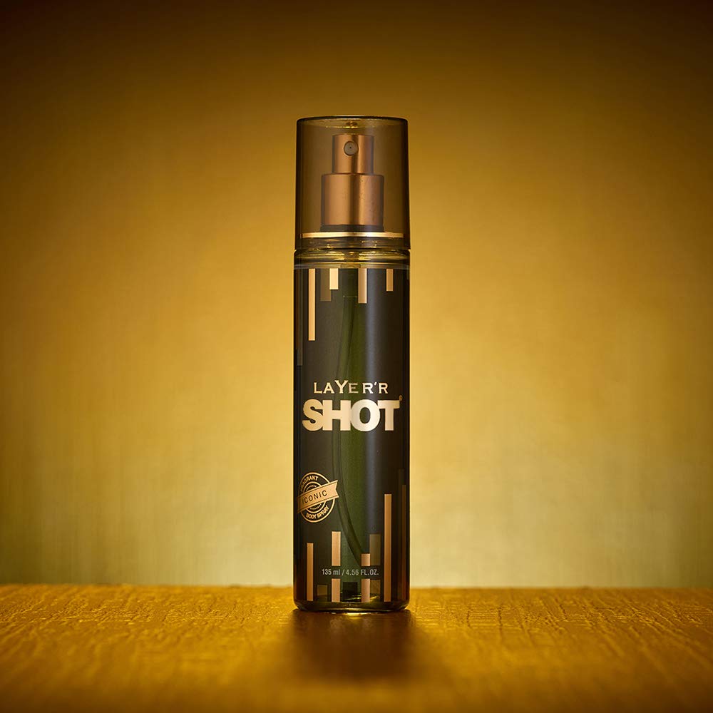 Layer'r Shot Gold Iconic Fragrant Body Spray 135ml 4.56 Fl.oz. | Long Lasting Fresh Fragrance For Men